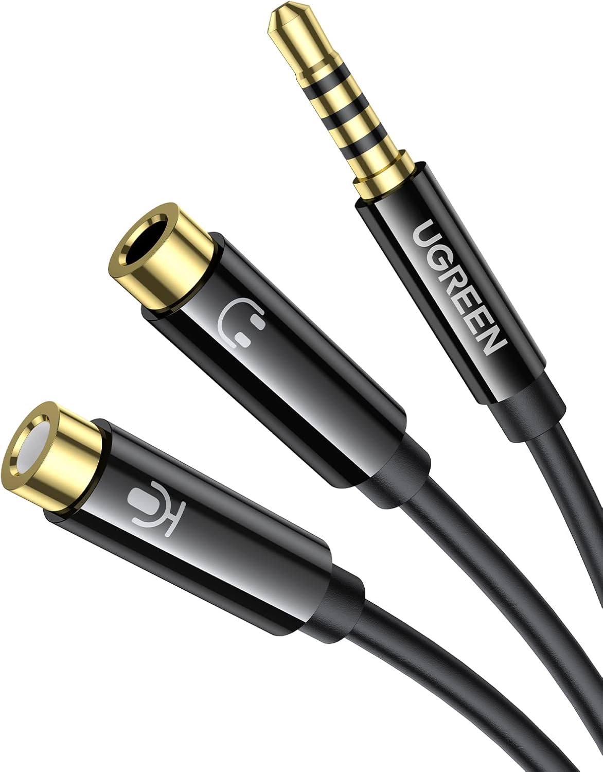 Cable de Audio Macho 3.5mm a 2 Hembras con Carcasa ABS (Negro) UGREEN