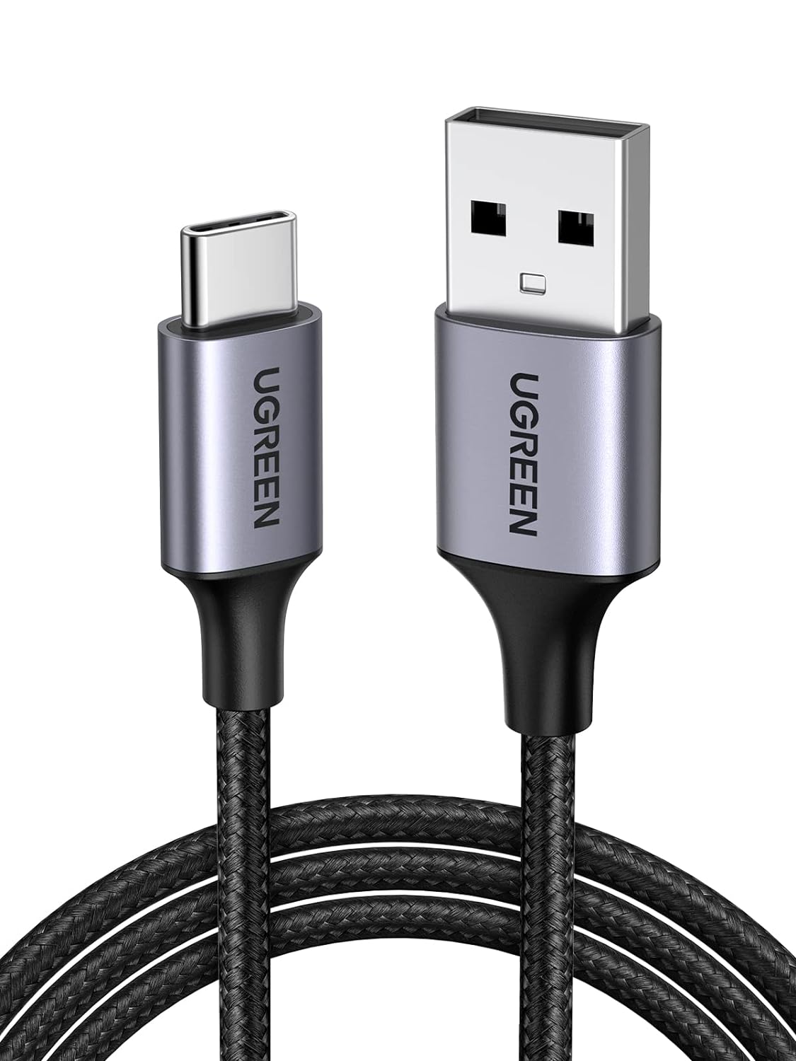 Cable USB-A 2.0 a USB-C con Trenzado de Aluminio y Recubrimiento de Níquel 0.5m (Negro) UGREEN