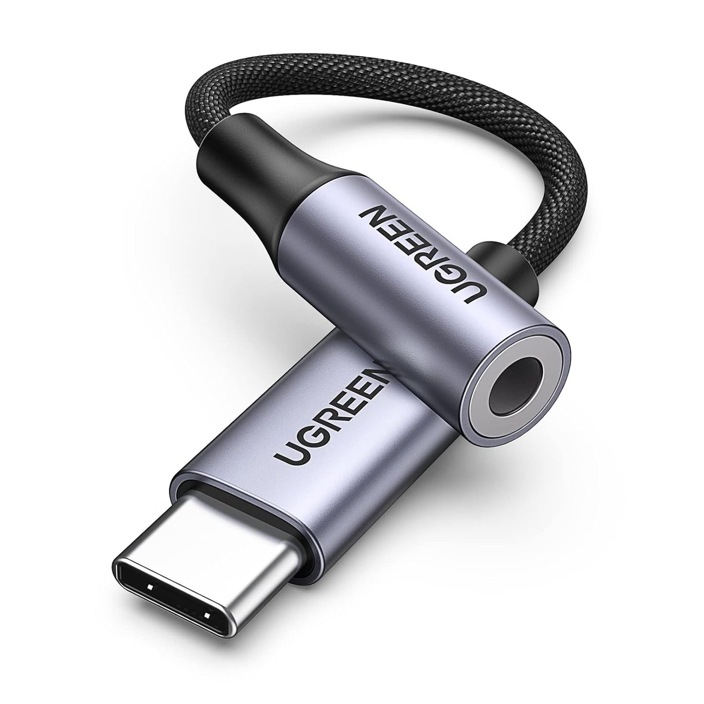 Cable USB-C a 3.5mm M/H con Carcasa de Aluminio y Trenzado 10cm (Gris Espacial) UGREEN