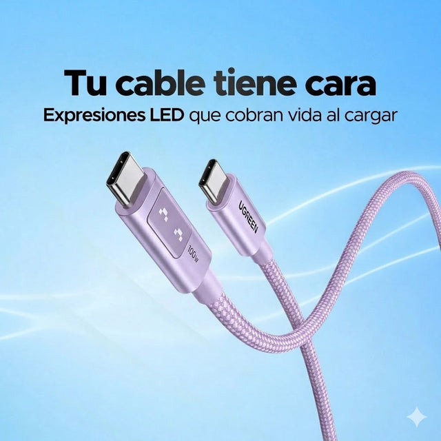 Cable USB-C 100W con Pantalla Digital LED Rosa UGREEN