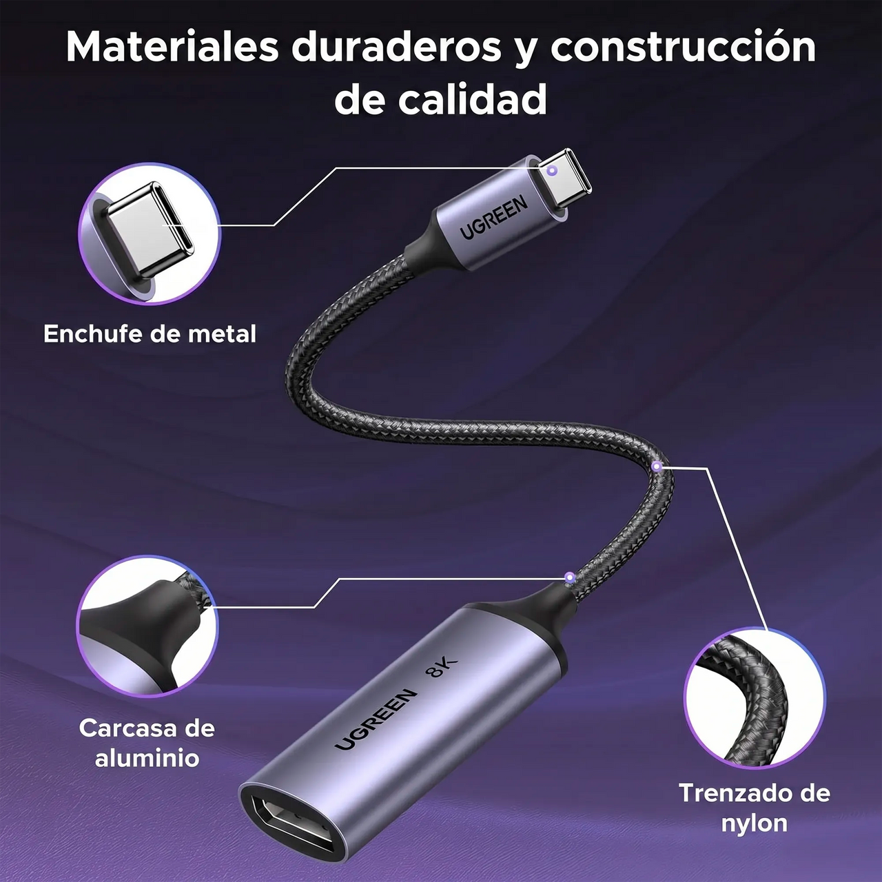 Adaptador Usb C - DisplayPort 8k UGREEN