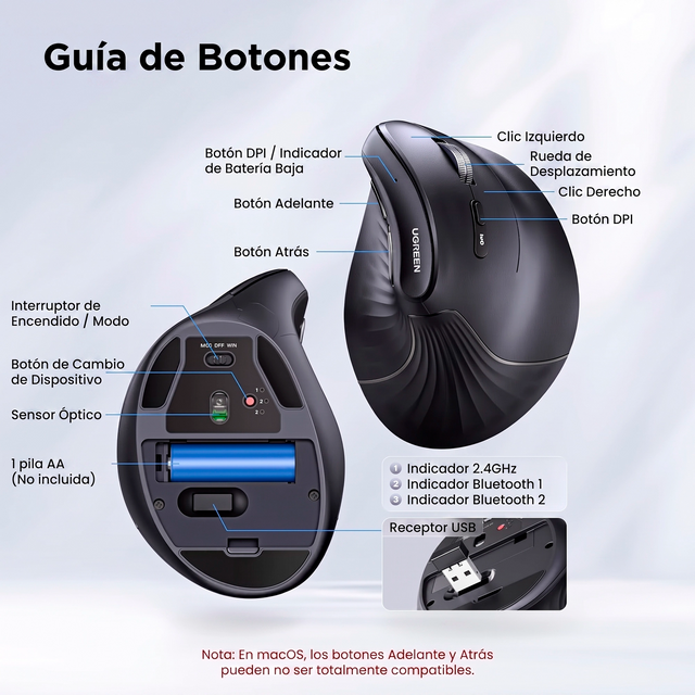 Mouse Vertical Ergonómico Inalámbrico
