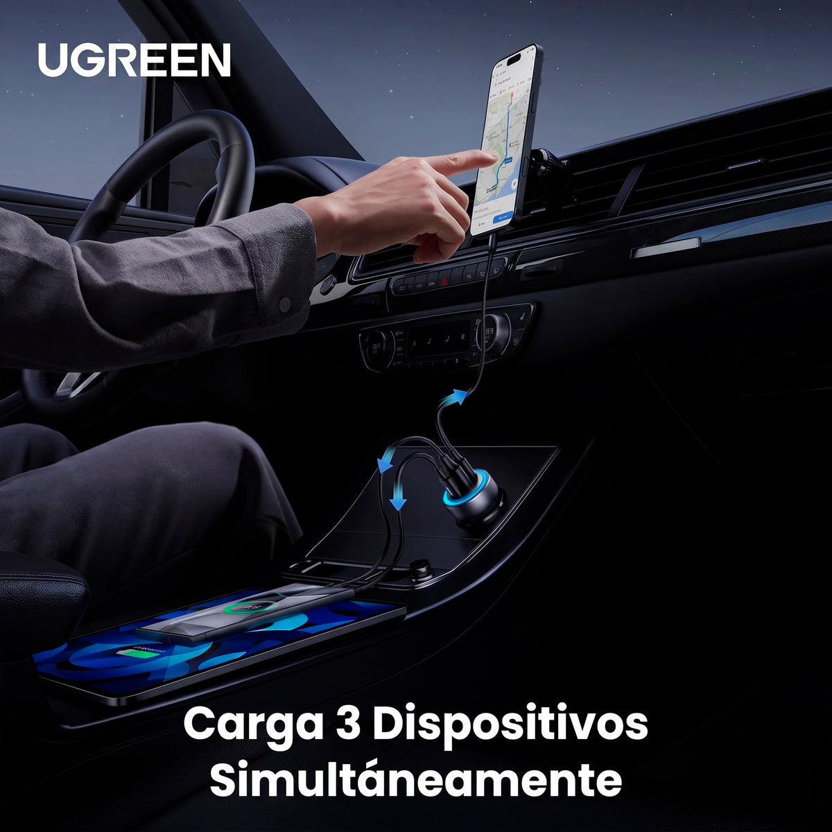 Cargador de Carro 3 Puertos 30W