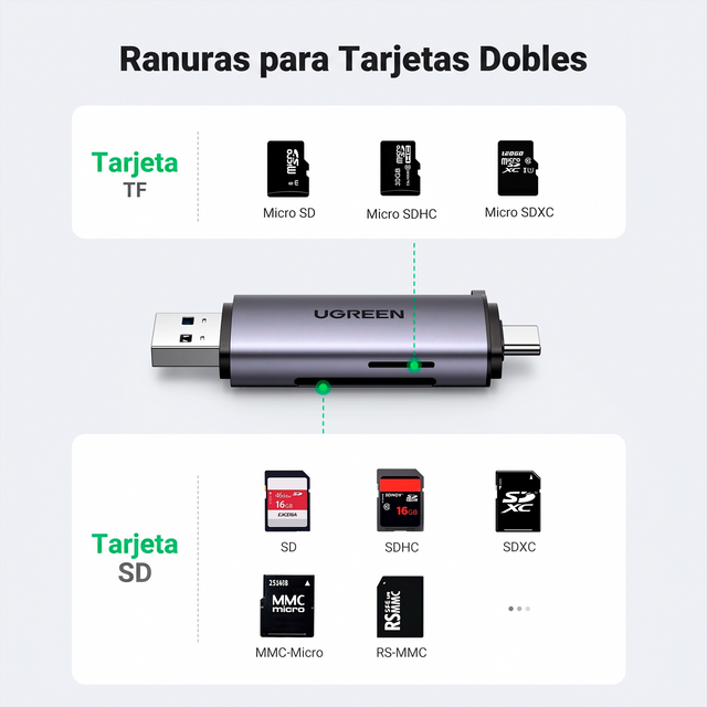 Lector de Tarjetas SD 2 en 1 USB-C y USB-A