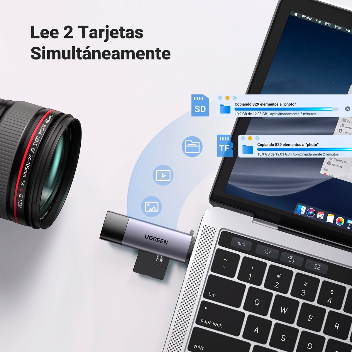 Lector de Tarjetas SD 2 en 1 USB-C y USB-A