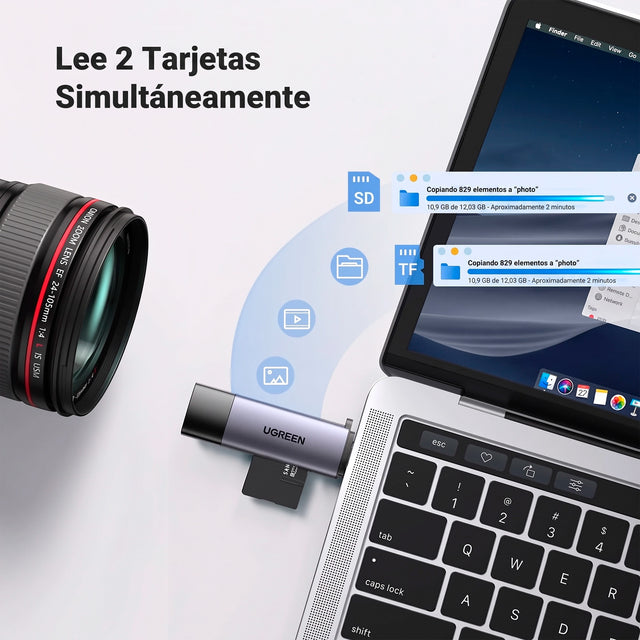 Lector de Tarjetas SD 2 en 1 USB-C y USB-A