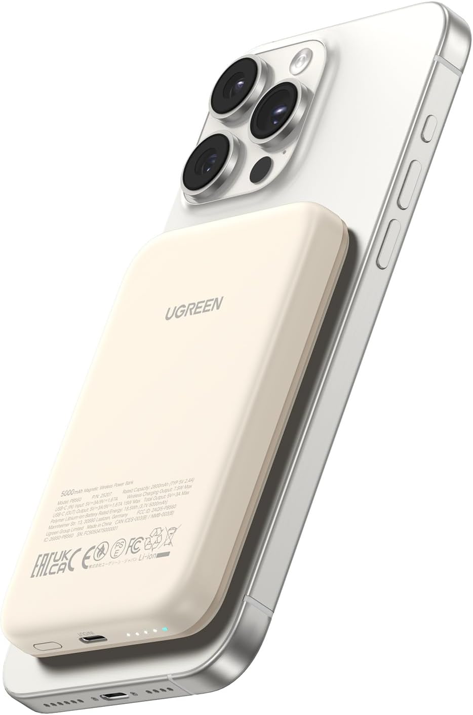 Power Bank Magnético Inalámbrico 5000mAh (Beige) UGREEN