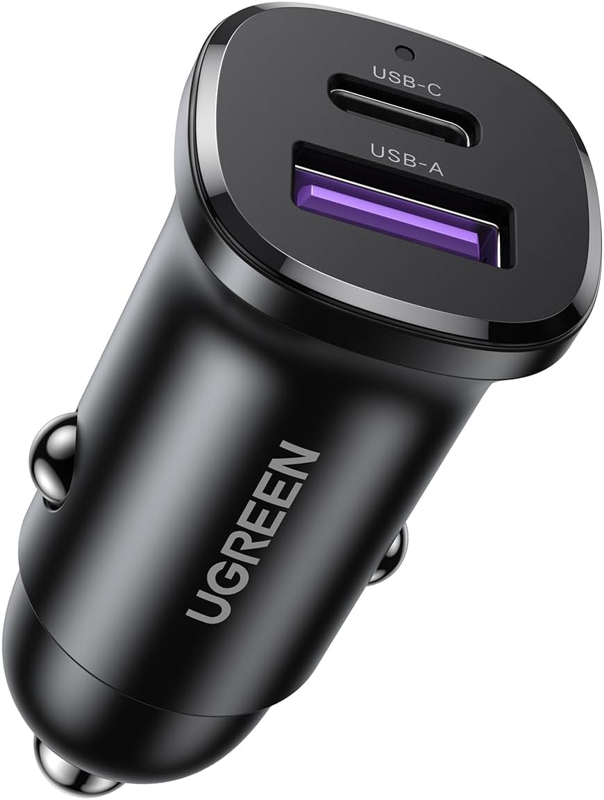 Cargador de coche rápido USB-C PD + USB-A QC de 30W 🚗 UGREEN