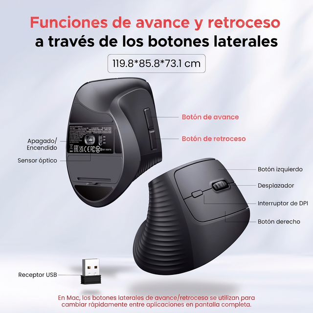 Mouse Inalámbrico Ergonomico 4.000 DPI