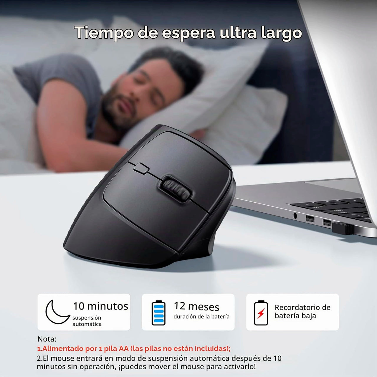 Mouse Inalámbrico Ergonomico 4.000 DPI