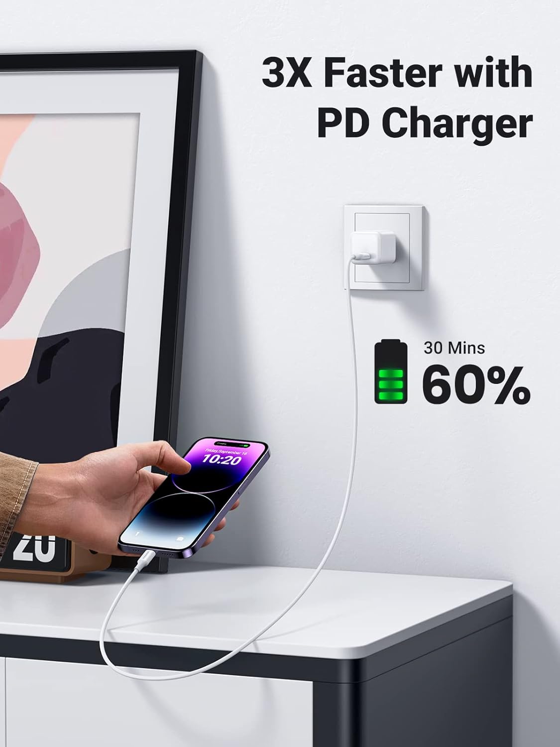 ⚡ Carga Rápida y Ahorra con el UGREEN PD Fast Charger + Cable USB-C a Lightning de 1m ⚡ UGREEN