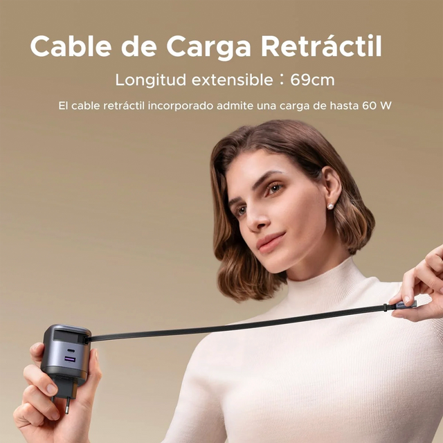 Cargador de Pared 45W Retráctil USB-C