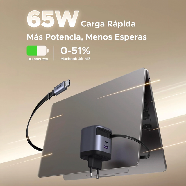 Cargador de Pared 45W Retráctil USB-C