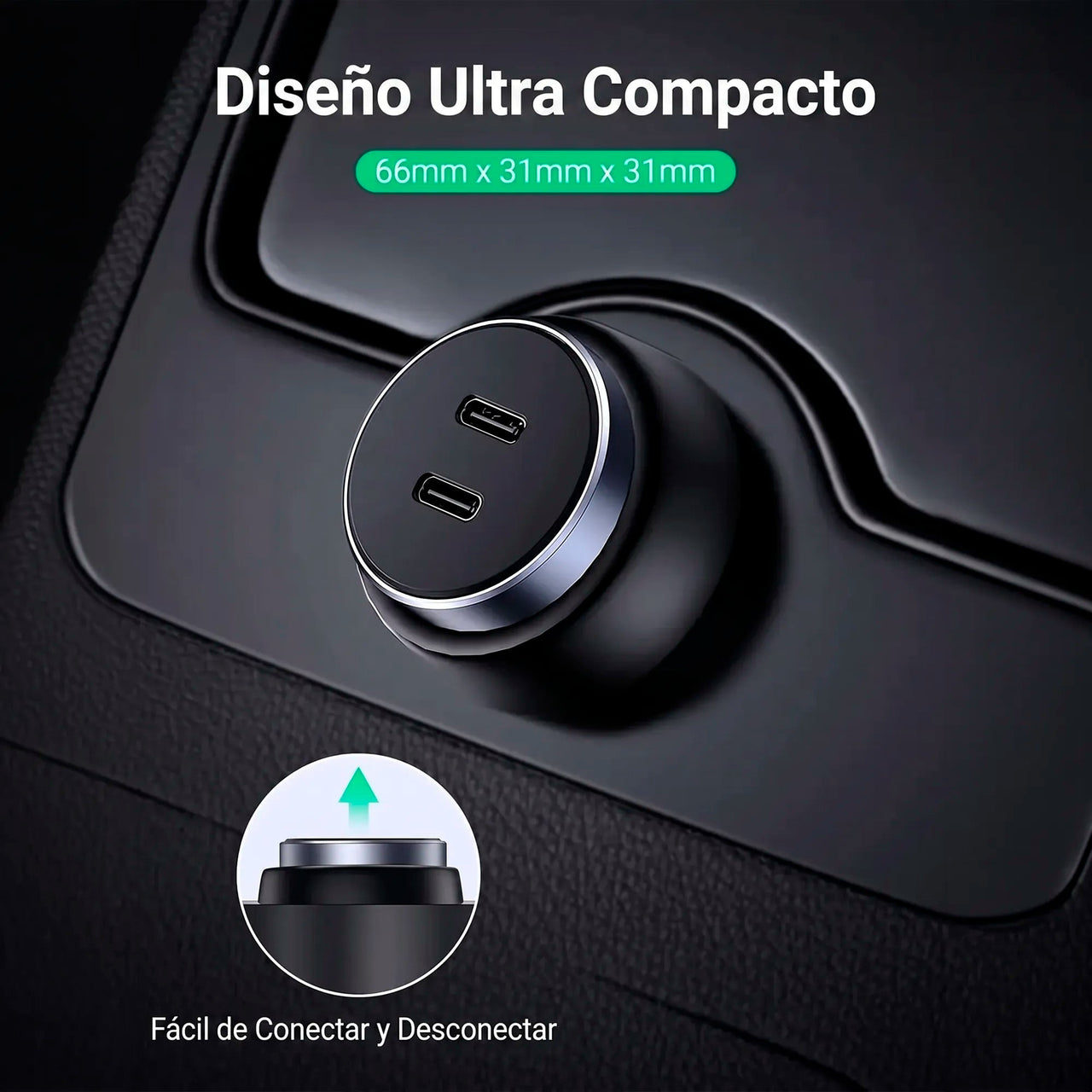 Cargador de Carro 60W 2 Puertos USB-C UGREEN
