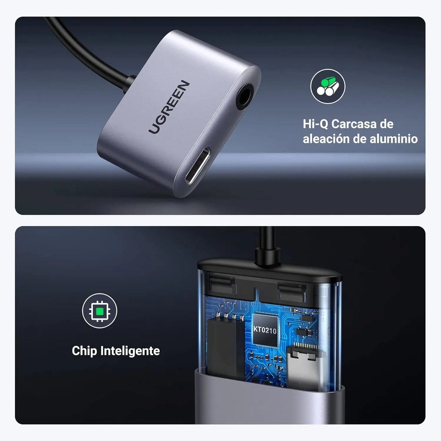 Adaptador de audio USB-C a (3.5 mm + Cargador) 🔌 UGREEN