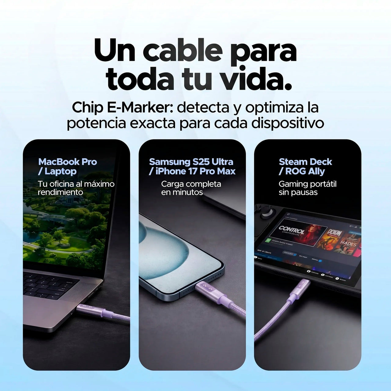 Cable USB-C 100W con Pantalla Digital LED Rosa UGREEN