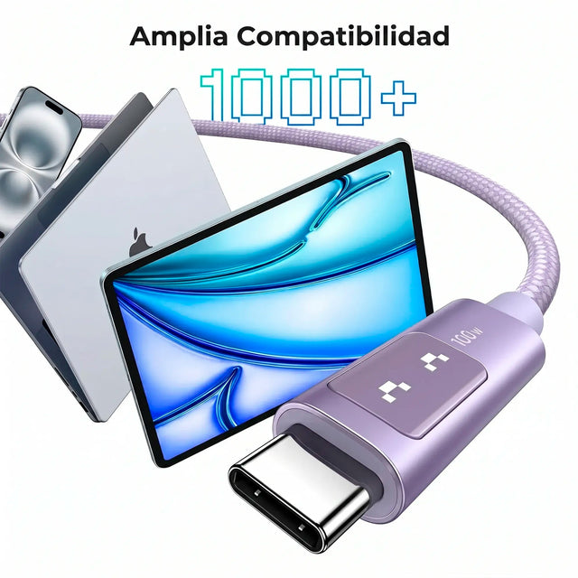 Cable USB-C 100W con Pantalla Digital LED Rosa UGREEN