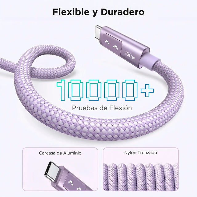 Cable USB-C 100W con Pantalla Digital LED Rosa UGREEN