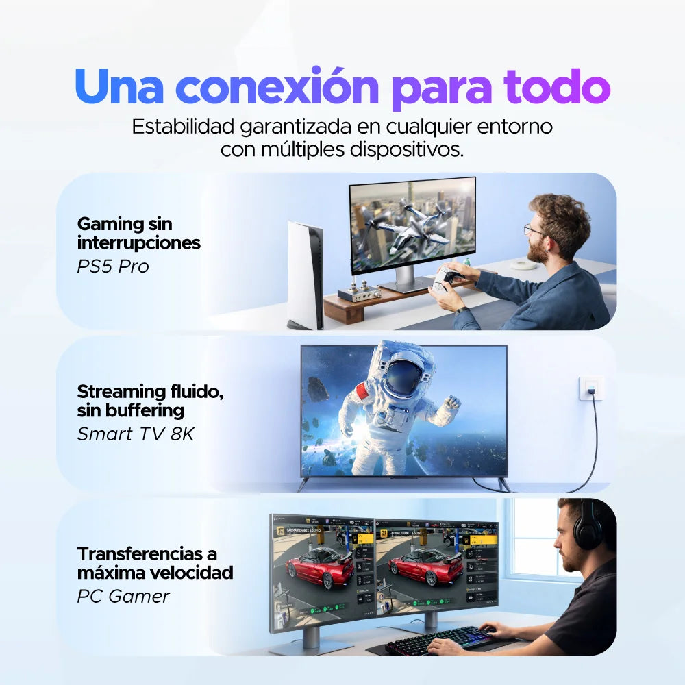 Cable Ethernet Cat 8 Redondo Trenzado (2 Metros) UGREEN