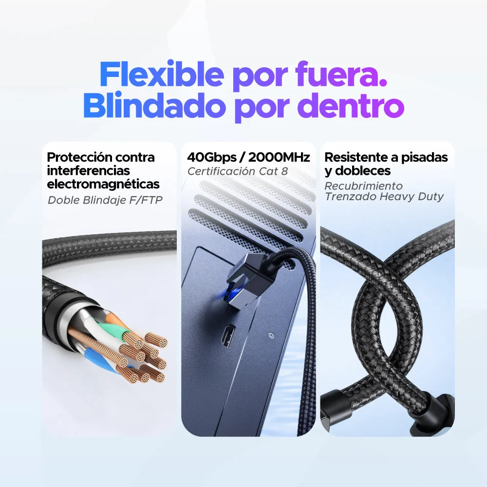 Cable Ethernet Cat 8 Redondo Trenzado (2 Metros) UGREEN
