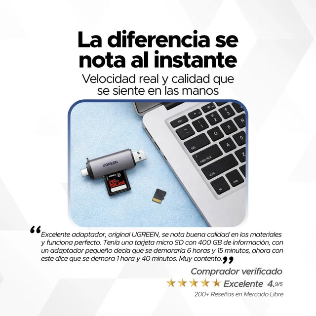 Lector de Tarjetas SD/MicroSD Dual (USB-A + USB-C) UGREEN