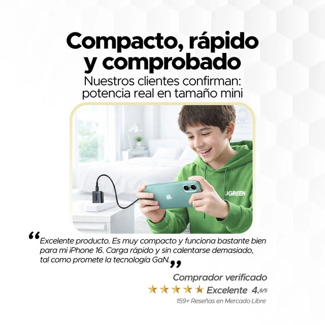 Mini cargador de carga rápida USB-C de 30W ⚡ UGREEN