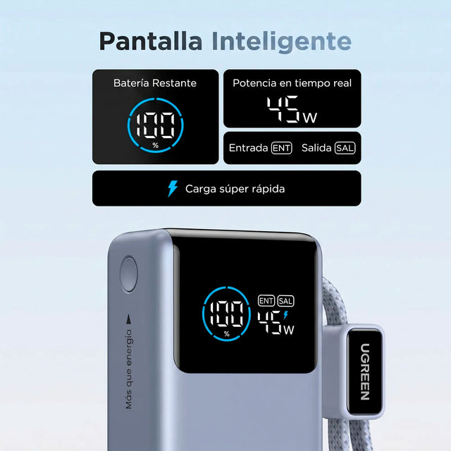Power Bank Pro 55W (10.000mAh) con Cable Integrado UGREEN