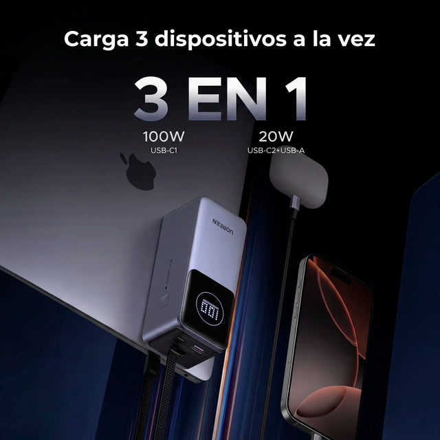 Power Bank Pro 130W (20.000mAh) con Cable Integrado UGREEN