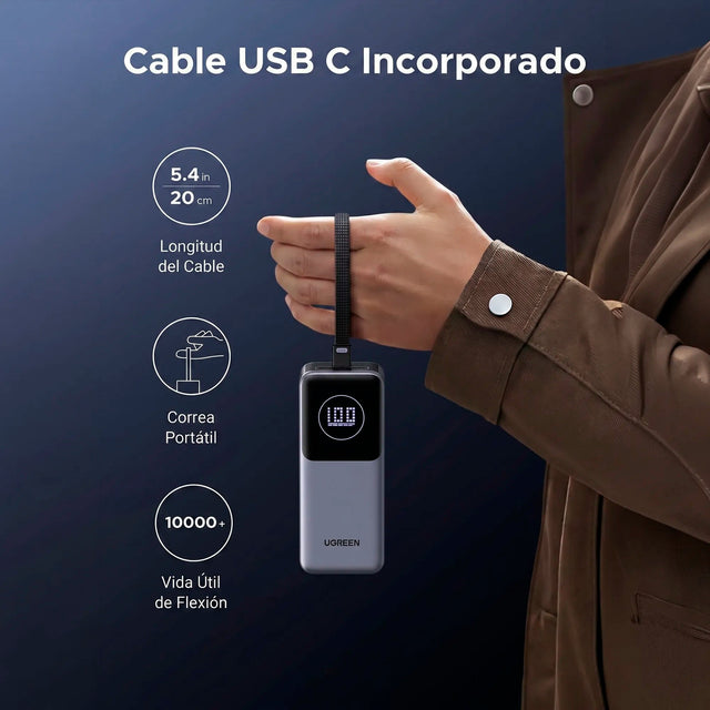 Power Bank Pro 130W (20.000mAh) con Cable Integrado UGREEN