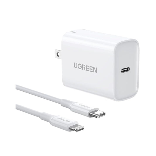 Cargador Rápido  PD US + Cable USB-C a Lightning 1m ⚡ UGREEN